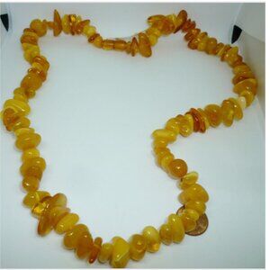 VINTAGE BALTIC MULTICOLOR YELLOW POLISHED AMBER CLUSTER BEADS NECKLACE